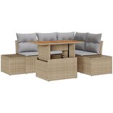 vidaXL 5-delni vrtnarski jedilni set z blazinami – Bež poli ratan acacia, (22092796) | Shoptok.si