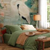  Foto tapeta - By an Asian pond - an illustration in the style of a Japanese engraving depicting a heron 200x140 Premium | shoptok.hr