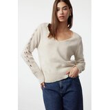 TRENDYOLMILLA ženski duks Twoaw24Kz01217, bež-stone | Eponuda.com