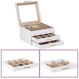 vidaXL Škatla za nakit 3-vrstična bela 23x20,5x14 cm | Shoptok.si