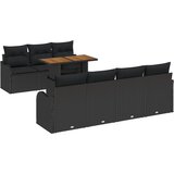 vidaXL set od 8 dijelova vrtne sofe s jastučićima crna poli ratan akacija, 2-sjedna vrtna sofa s jastučićima crna poli ratan Cijene
