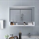  LED kupaonski ormarić s ogledalom bijeli 80 x 15 x 60 cm MDF | shoptok.hr