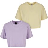 Urban Classics Women's short oversized t-shirt 2-pack lilac+yellow