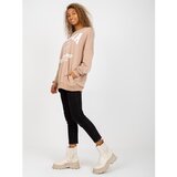 Fashion Hunters Loose beige sweatshirt with a print and a round neckline Cene