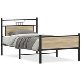 vidaXL Posteljni okvir brez vzmetnice hrast 100x200 cm inženirski les | Shoptok.si