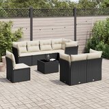 vidaXL 9-dijelni set vrtnih sofa s jastucima crni od poliratana | shoptok.hr