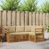  Setovi sofa s jastukom 4 pcs Prirodna i bež Čvrsto drvo akacije | shoptok.hr