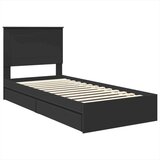 vidaXL Konstrukcija postelje Črna 90 x 190 cm Konstruiran les | Shoptok.si