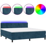 box spring s madracem LED tamnoplavi 160x200 cm baršun | shoptok.hr