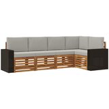  Sekcijska garnitura s jastukom 5 pcs Prirodna i svjetlosiva | shoptok.hr