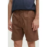 PepeJeans Lanene kratke hlače RELAXED LINEN SMART SHORTS rjava barva, PM801093