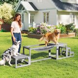  Set za agility za pse 3-dijelni set opreme za agility s mostom stepenicama platformom jelovim drvom 117 x 50 x 56 cm siva | shoptok.hr