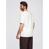 Ombre Men's waffle-textured T-shirt with round neckline - broken white | Shoptok.si
