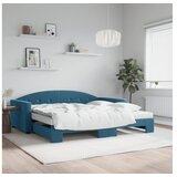 vidaXL Dnevni krevet na razvlačenje i madraci plavi 100x200 cm baršun | shoptok.hr