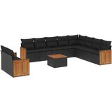 Maison Chic Seti vrtnega pohištva - Vrtna garnitura - Vrtni pohištvo set 11-delna z blazinami črn poli ratan, (21810473) | Shoptok.si