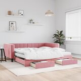  Dnevni krevet na razvlačenje ružičasti 100 x 200 cm baršunasti | shoptok.hr