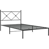  Metalni okvir za krevet s uzglavljem crni 100x200 cm | shoptok.hr