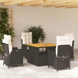  5-dijelni vrtni blagovaonski set s jastucima od poliratana crni Crna 110 cm table length | shoptok.hr