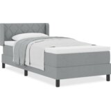 vidaXL Zloženi pomični okvir s posteljo svetlo siva 90x200 cm tkanina, Vzglavnik z obliko diamantnih blokov svetlo siva 90 cm tkanina | Shoptok.si