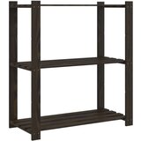 vidaXL Stojalo s policami 3-nadstropno črno 80x38x90 cm trdna borovina | Shoptok.si