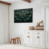  Slika - Dark Green Victorian Leaves: Botanical Carved Composition 90x60 U crnom drvenom okviru | shoptok.hr