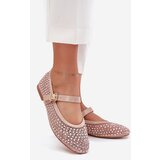 Boto Embellished Women's Ballerinas With Strap And Buckle Beige Avirae | Shoptok.si