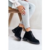 Kesi Suede low ankle boots on a flat heel insulated with D&A black Cijene