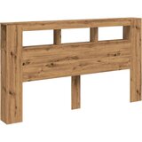 vidaXL LED posteljno vzglavje artisan hrast 180x18,5x103,5 cm inž. les | Shoptok.si