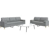  2-dijelni set sofa s jastucima svjetlosivi od tkanine Cijene