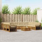  Set vanjskih sofa 10 kom. Prirodna i bež Čvrsto drvo akacije | shoptok.hr