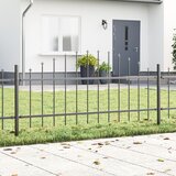 vidaXL Ograjni Panel z Oprinjem Set 4 Siva Prašno lakirano jeklo Cene