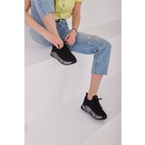 Madamra Black-gray Women's Lace Detailed Mesh Sneakers and Casual Sports Shoes Cene