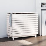 vidaXL Košara za rublje bijela 88 5x44x76 cm od masivne borovine | shoptok.hr
