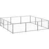 vidaXL pasji boks srebrn 9 m² jeklo | Shoptok.si