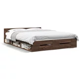vidaXL Okvir za krevet s ladicama boja hrasta 135x190 cm drveni