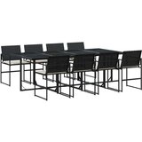 vidaXL 9-dijelni vrtni blagovaonski set s jastucima crni od poliratana | shoptok.hr