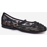Boto Mesh Ballet Flats With Embroidery And Decoration Black Tillilora | Shoptok.si
