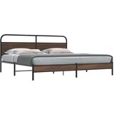 Maison Chic Kovinski Posteljni okvir - Dvoposteljna postelja - Zakonska postelja brez vzmetnice rjavi hrast 180x200 cm, (21694187) | Shoptok.si