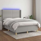  Box spring postelja z vzmetnico LED sv. siva 140x200 cm blago, (20930415) Cene