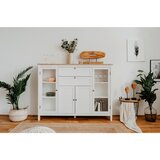 MID.YOU visoka komoda, bela, barve hrasta | Shoptok.si