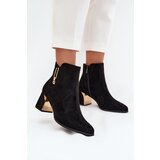 Boto Women's heeled ankle boots with gold details black Kalivra Cene