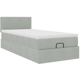 vidaXL Otomanski posteljni okvir z vzmetnico siv 90x200 cm žamet, (21609195) | Shoptok.si