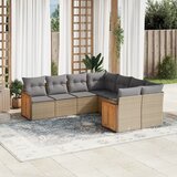 Maison Chic Seti vrtnega pohištva - Vrtna garnitura - Vrtni pohištvo set 8-delna z blazinami bež poli ratan, (21800823) | Shoptok.si