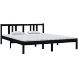  Posteljni okvir črn iz trdnega lesa 160x200 cm, (20648193) | Shoptok.si