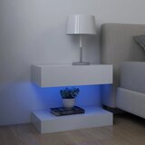 vidaXL Nočne omarice z LED lučmi 2 kosa bele 60x35 cm iverna plošča | Shoptok.si