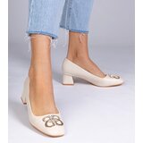 Gemre Beige low-heeled pumps with rhinestones Cahes | shoptok.hr