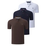 Dewberry TRIPLE SET T8561 MENS T-SHIRT-NAVY BLUE-WHITE-COFFEE | shoptok.hr
