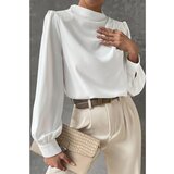 Fenzy Elegantna Bluza S Visokim Ovratnikom, Bijela | shoptok.hr