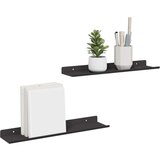  Polica na zidu s policom Zidne 2 pcs Crna 80 x 9 x 2.5 cm | shoptok.hr