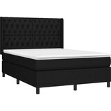  Box spring postelja z vzmetnico LED črna 140x200 cm blago, (20901624) | Shoptok.si